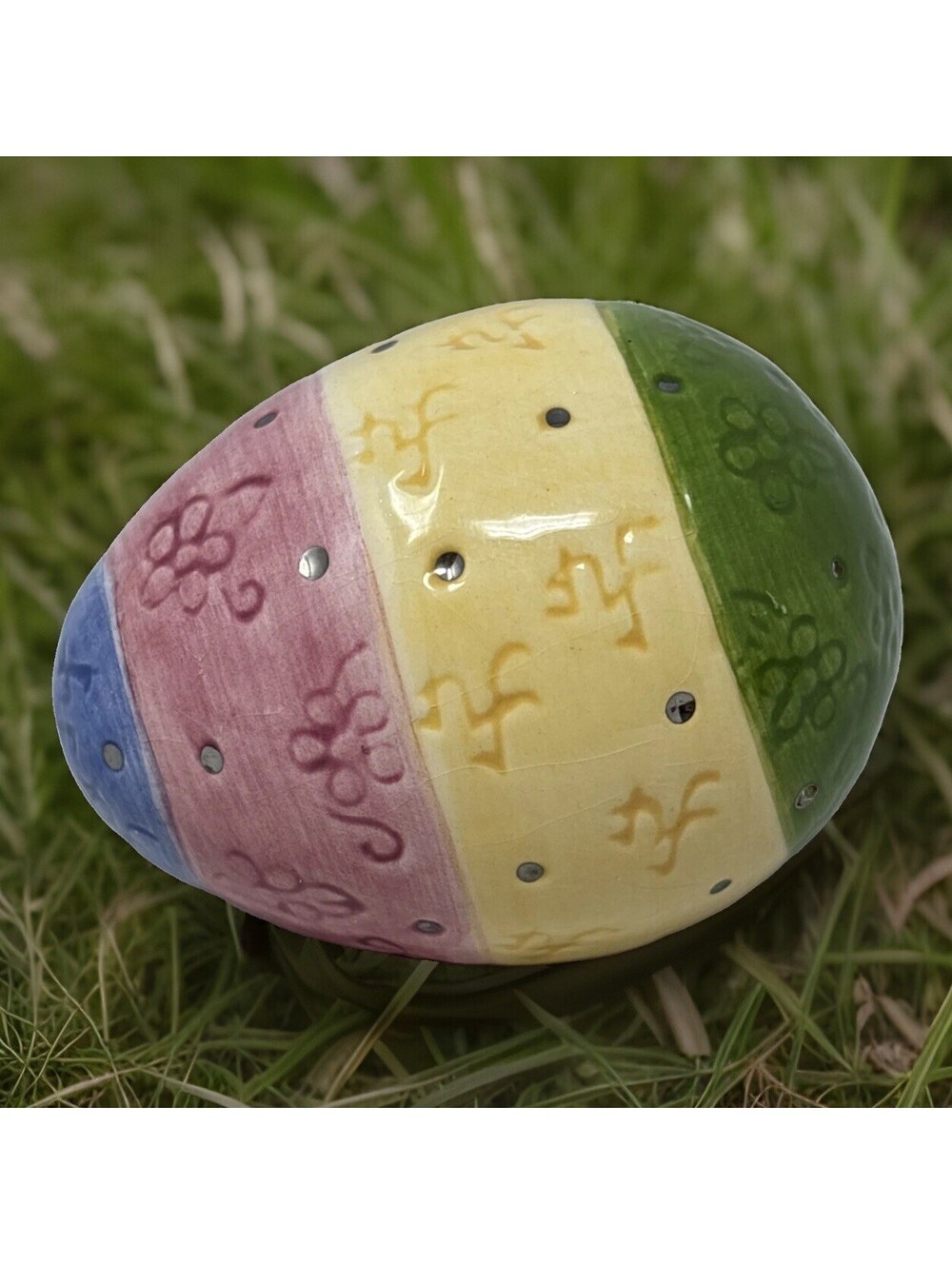 Nora Fleming RETIRED Egg Striped Mini Rare Easter Fun A10 Flower Dot NF Initials